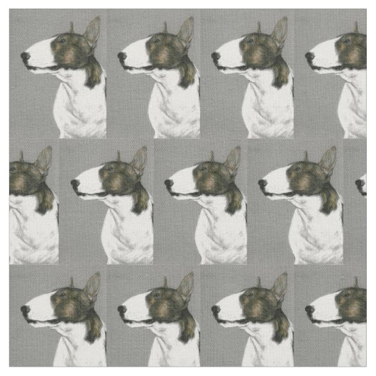 Bull Terrier Dog Art Fabric Stof (Close Up)