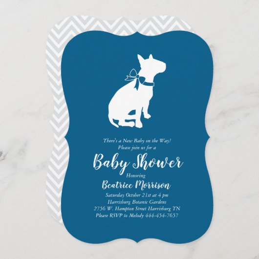 Bull Terrier Dog Baby shower Blue Boy Kaart (Voorkant / Achterkant)