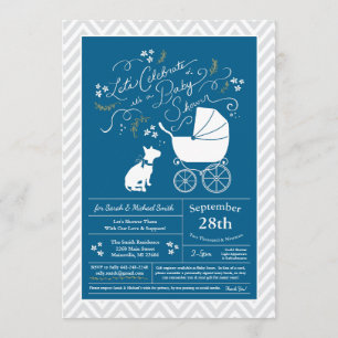 Bull Terrier Dog Baby shower Blue Boy Kaart