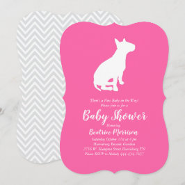 Bull Terrier Dog Baby shower Pink Girl Kaart