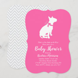 Bull Terrier Dog Baby shower Pink Girl Kaart