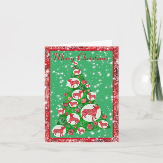 Bull Terrier Dog Baubles Merry kerstboom Kaart (Voorkant)