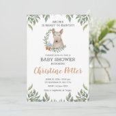 Bull Terrier Dog Boy Boho Greenery Baby shower Kaart (Staand voorkant)