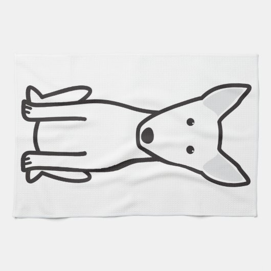 Bull Terrier Dog Cartoon Theedoek (Horizontaal)