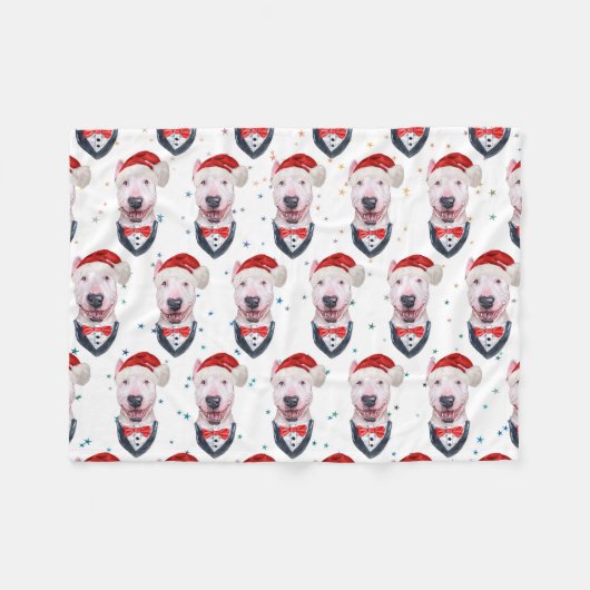 Bull Terrier Dog Christmas Pattern Fleece Deken (Voorkant (Horizontaal))
