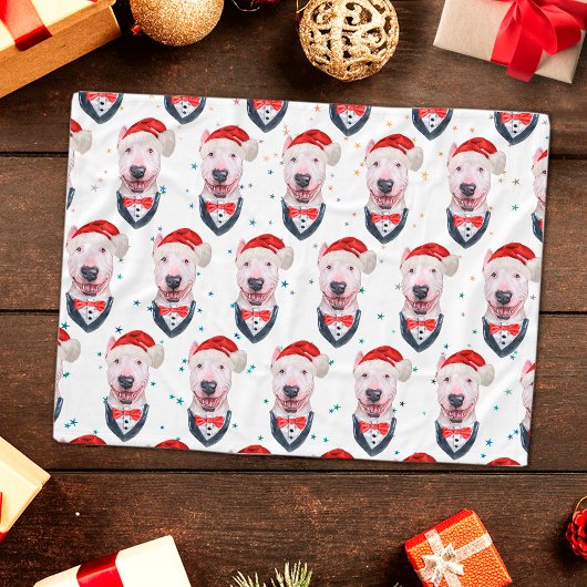 Bull Terrier Dog Christmas Pattern Fleece Deken