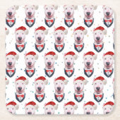 Bull Terrier Dog Christmas Pattern Kartonnen Onderzetters (Voorkant)