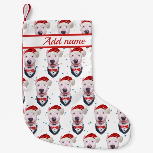 Bull Terrier Dog Christmas Pattern Kleine Kerstsok (Voorkant)