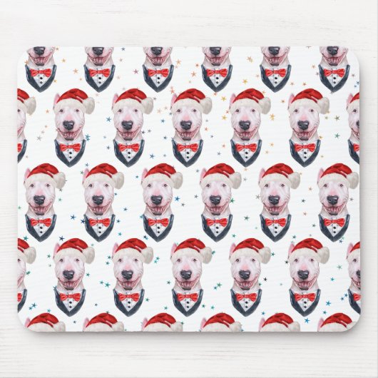 Bull Terrier Dog Christmas Pattern Muismat (Voorkant)