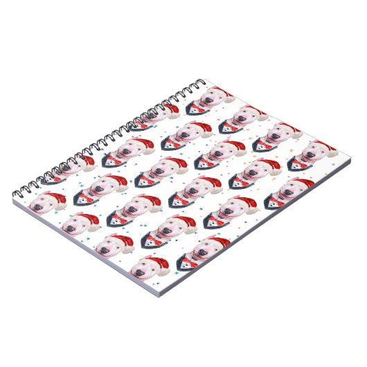 Bull Terrier Dog Christmas Pattern Notitieboek (Linkerzijde)