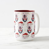 Bull Terrier Dog Christmas Pattern Tweekleurige Koffiemok (Voorkant rechts)