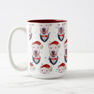Bull Terrier Dog Christmas Pattern Tweekleurige Koffiemok