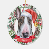 Bull Terrier Dog Custom Santa Kerstmis Ornament (Links)