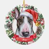 Bull Terrier Dog Custom Santa Kerstmis Ornament (Achterkant)