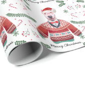 Bull Terrier Dog die kerstfeestvieren draagt Cadeaupapier (Rol Hoek)