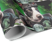 Bull Terrier Dog Driving Bike St. Patrick's Day Cadeaupapier (Rol Hoek)