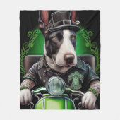 Bull Terrier Dog Driving Bike St. Patrick's Day Fleece Deken (Voorkant)