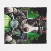 Bull Terrier Dog Driving Bike St. Patrick's Day Fleece Deken (Voorkant (Horizontaal))