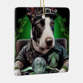 Bull Terrier Dog Driving Bike St. Patrick's Day Keramisch Ornament (Rechts)