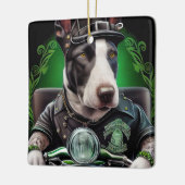 Bull Terrier Dog Driving Bike St. Patrick's Day Keramisch Ornament (Links)