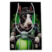Bull Terrier Dog Driving Bike St. Patrick's Day Medium Cadeauzakje (Voorkant)