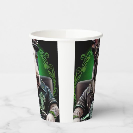 Bull Terrier Dog Driving Bike St. Patrick's Day Papieren Bekers (Links)