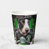 Bull Terrier Dog Driving Bike St. Patrick's Day Papieren Bekers (Voorkant)