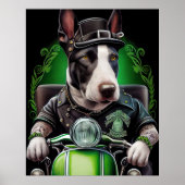 Bull Terrier Dog Driving Bike St. Patrick's Day Poster (Voorkant)