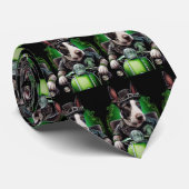 Bull Terrier Dog Driving Bike St. Patrick's Day Stropdas (Opgerold)