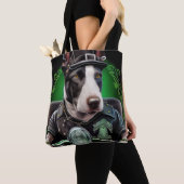 Bull Terrier Dog Driving Bike St. Patrick's Day Tote Bag (Dichtbij)