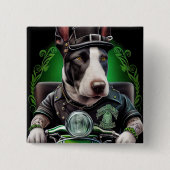 Bull Terrier Dog Driving Bike St. Patrick's Day Vierkante Button 5,1 Cm (Voorkant)