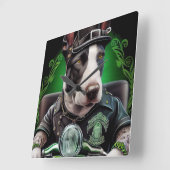 Bull Terrier Dog Driving Bike St. Patrick's Day Vierkante Klok (Hoek)