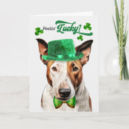 Bull Terrier Dog Feelin' Lucky St Patrick's Day Feestdagen Kaart