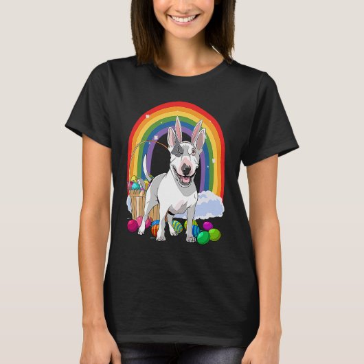 Bull Terrier Dog Happy Easter Eggs Bunny Kids T-shirt (Voorkant)