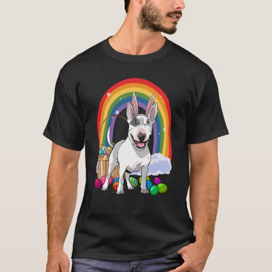 Bull Terrier Dog Happy Easter Eggs Bunny Kinder T-shirt (Voorkant)