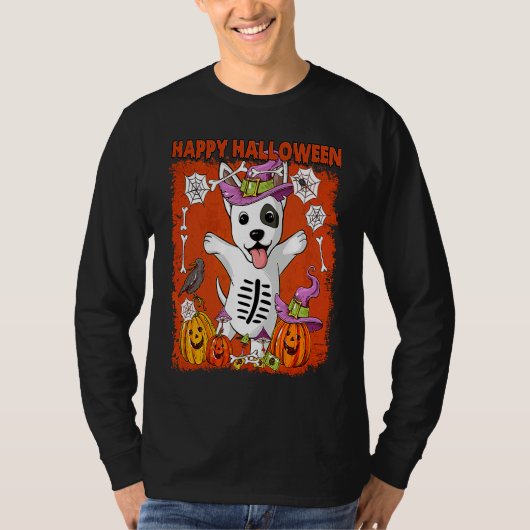 Bull Terrier Dog Happy Halloween T-shirt (Voorkant)