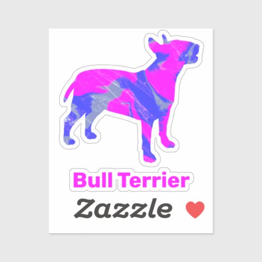 Bull Terrier Dog Hot Pink & Blue Custom Sticker (Vel)
