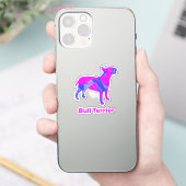 Bull Terrier Dog Hot Pink & Blue Custom Sticker (Telefoon)