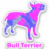 Bull Terrier Dog Hot Pink & Blue Custom Sticker (Voorkant)
