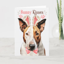 Bull Terrier Dog in Bunny Ears voor Pasen