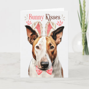 Bull Terrier Dog in Bunny Ears voor Pasen Feestdagen Kaart