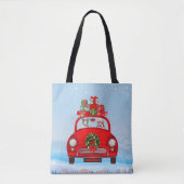 Bull Terrier Dog In Car With Santa Claus Tote Bag (Voorkant)