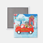 Bull Terrier Dog in kerstcadeau Truck Snow Magneet (Voorkant / Achterkant)