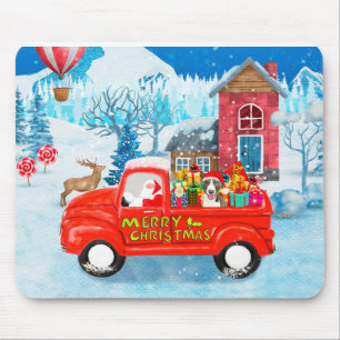 Bull Terrier Dog in kerstcadeau Truck Snow Muismat