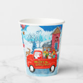 Bull Terrier Dog in kerstcadeau Truck Snow Papieren Bekers (Achterkant)