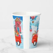Bull Terrier Dog in kerstcadeau Truck Snow Papieren Bekers (Links)
