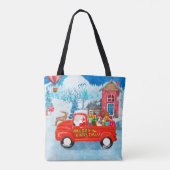 Bull Terrier Dog in kerstcadeau Truck Snow Tote Bag (Achterkant)