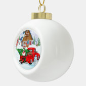 Bull Terrier dog in Kerstmis Delivery Truck Snow Keramische Bal Ornament (Rechts)