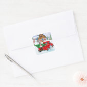 Bull Terrier dog in Kerstmis Delivery Truck Snow Vierkante Sticker (Envelop)