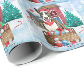 Bull Terrier Dog in sneeuwbal Cadeaupapier (Rol Hoek)